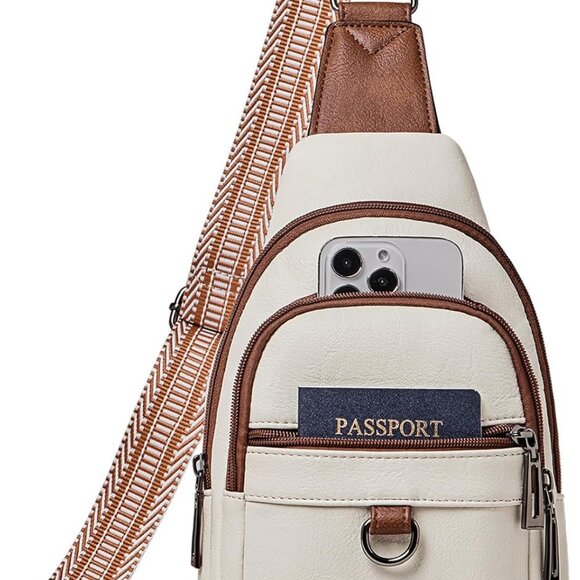 Chic Vegan Leather Sling Backpack with Anti-Theft Pocket - Stylish Crossbody Bag - Picture 1 of 6